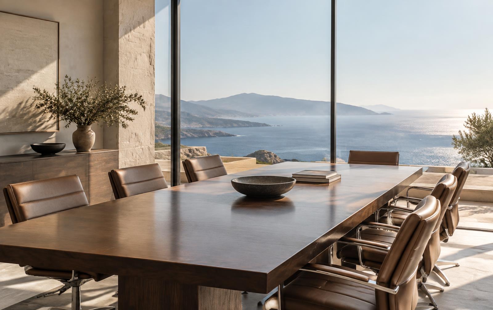 Boardroom overlooking the Mediterranean
